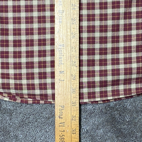 Eddie Bauer Relaxed Fit Mens Large Burgundy Grey Yellow Plaid Long Sleeve Shirt - Picture 9 of 12